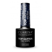 Top do lakierów hybrydowych Claresa Top No Wipe Glitter Blue 5 ml