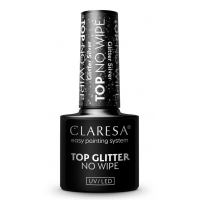 Top do lakierów hybrydowych Claresa Top No Wipe Glitter Silver 5 ml