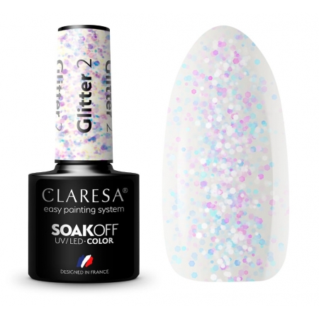 CLARESA Glitter 2  LAKIER HYBRYDOWY DO PAZNOKCI