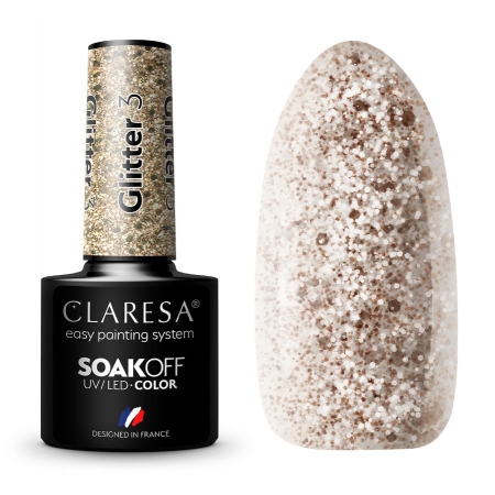 CLARESA Glitter 3  LAKIER HYBRYDOWY DO PAZNOKCI
