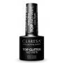 Top do lakierów hybrydowych Claresa Top No Wipe Glitter Silver 5 ml